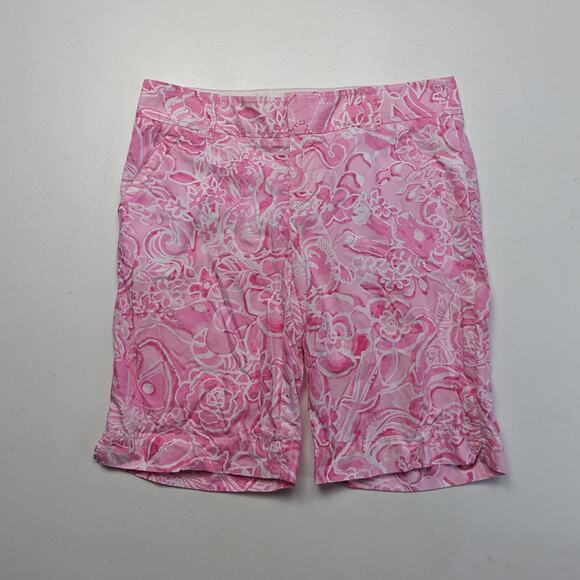 Lilly Pulitzer Shorts Women's Size 2 Pink Floral Chipper Bermuda - Picture 1 of 8